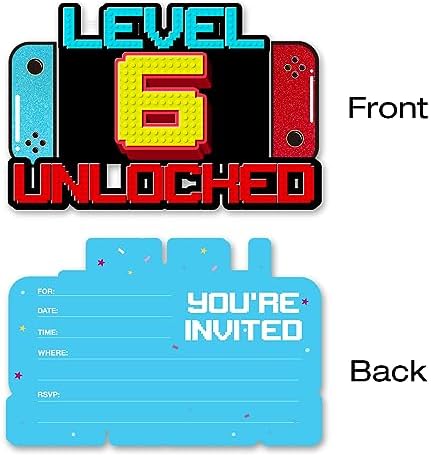 Video Game 6th Birthday Invitations with Envelopes 20 Pack