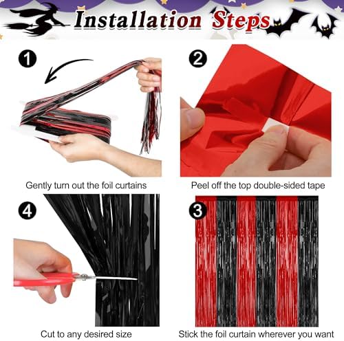 2 Pack Black and Red Party Backdrop Curtains