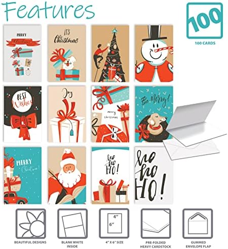 Better Office Products Christmas Greeting Card Set 100 Pack