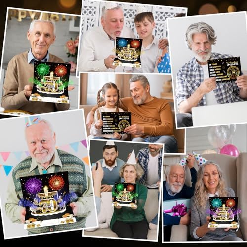 70th Birthday 3D Pop Up Cake Card with Fireworks and Music