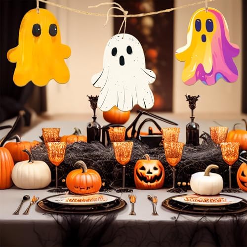 SNILOAW Large 7 Halloween Wood Slices Unfinished Decorations