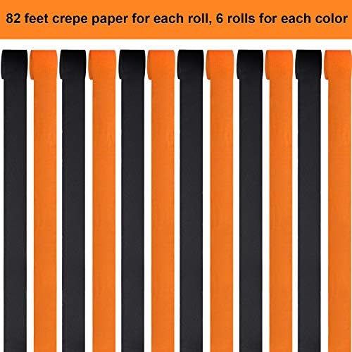 Outus Halloween Crepe Paper Roll 12-Pack Black and Orange