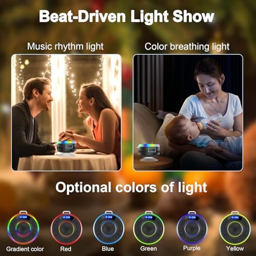 Bluetooth Shower Speaker with IP7 Waterproof and LED Lights