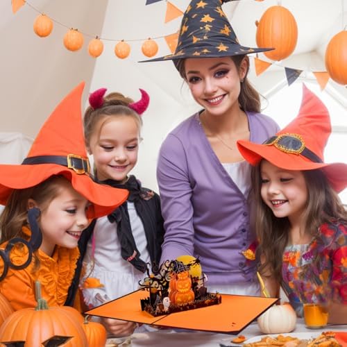 Spook Pumpkin Halloween Pop Up Greeting Cards with Envelope