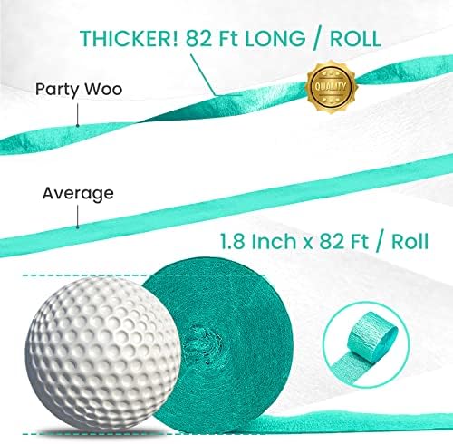 PartyWoo Crepe Paper Streamers 4 Rolls 328ft Mint Green