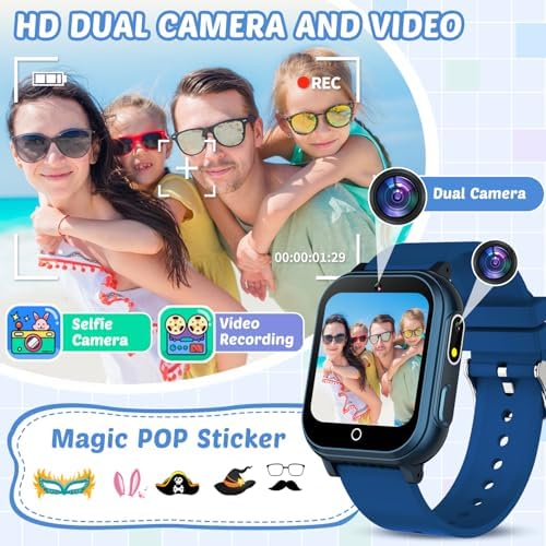 Waterproof Kids Smart Watch with 32 Games and Dual Camera
