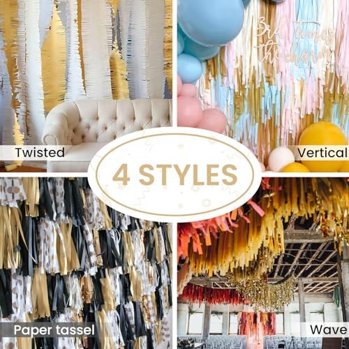 PartyWoo Crepe Paper Streamers 4 Rolls 328ft