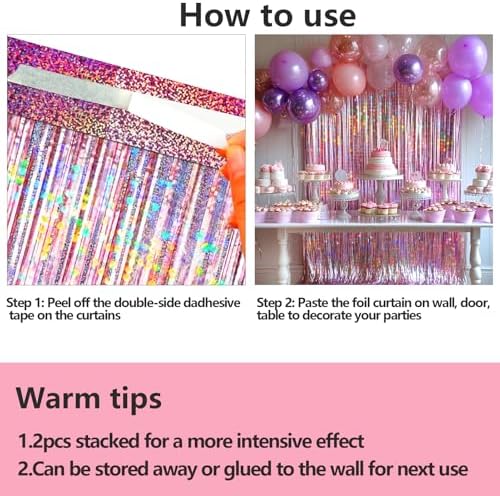 4 Pack Pink Foil Fringe Curtain Decor for Parties