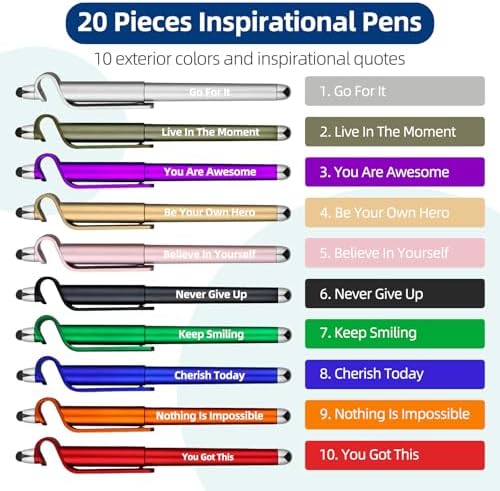 20 Pcs Inspirational Ballpoint Pens with Quotes