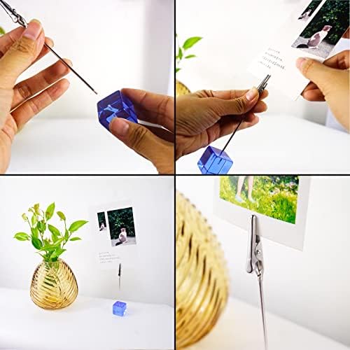 Rainbow Polaroid Photo Clip Stand with Clear Cube Base 10 pcs