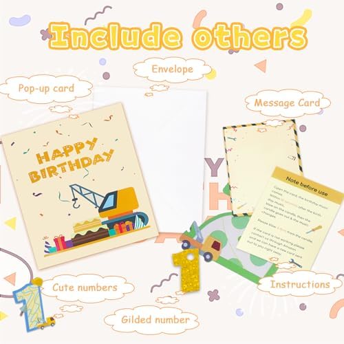 3D Birthday Pop Up Card with Music and Light for Boy Toddler