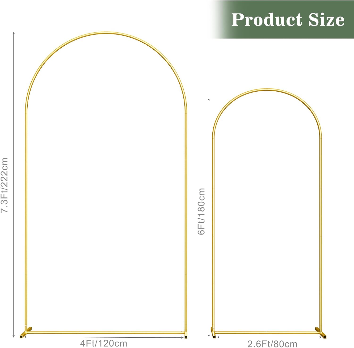 Gold Wedding Arch Backdrop Stand Set of 2