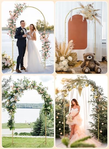 Minetom 72FT Metal Backdrop Stand with Wedding Arch Cover Spandex White
