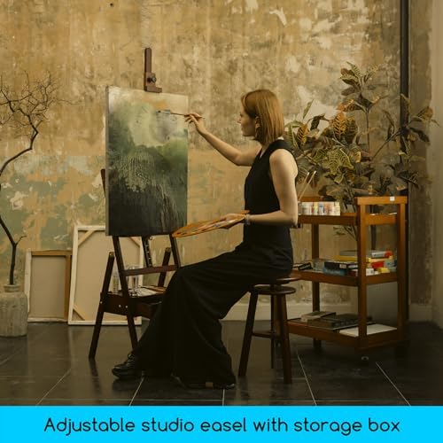 MEEDEN Studio H-Frame Easel with Storage Drawer Adjustable