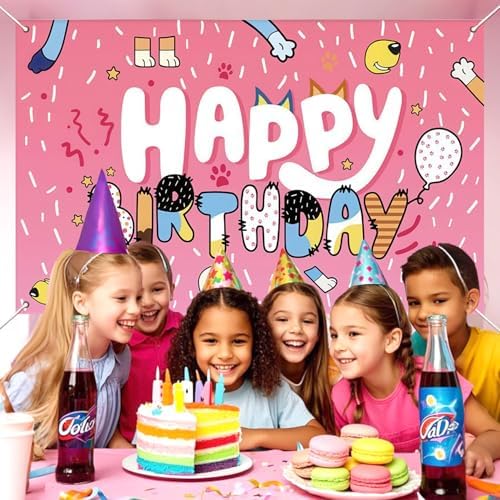 5x3ft Blue Dog Birthday Backdrop for Kids and Adults