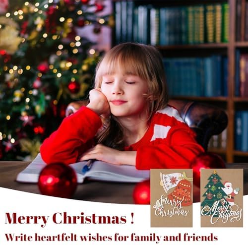 4Pcs Vintage Christmas Greeting Cards Set