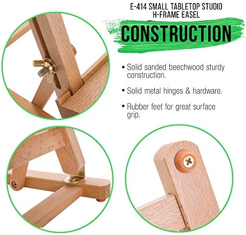 US Art Supply Small Wooden H Frame Easel with Storage Tray