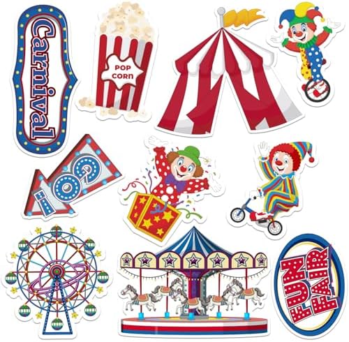 40PCS Carnival Circus Cutouts for Party Decorations