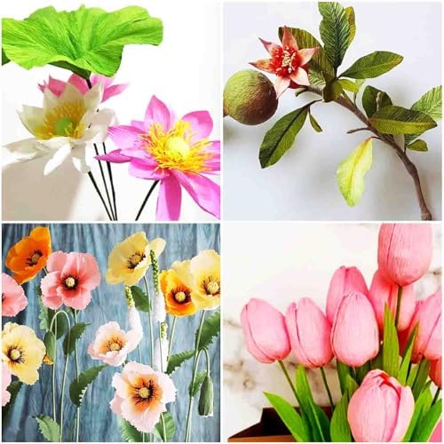 KYMY Crepe Paper Rolls Flower Kit with Iron Wires and Tape