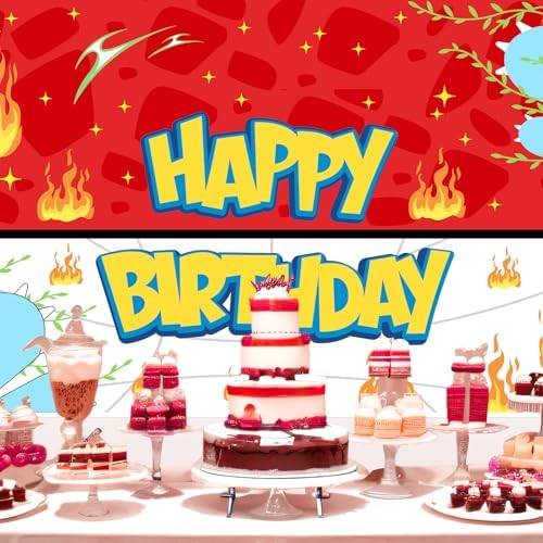 Happy Birthday Cartoon Backdrop for Kids 100x150cm Red White Blue Yellow