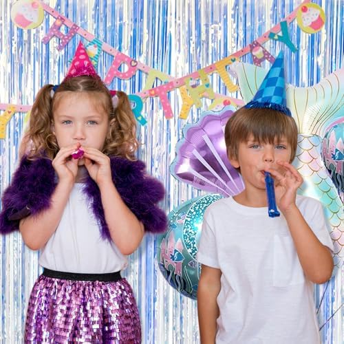 2 Pack Iridescent Foil Curtain Backdrop