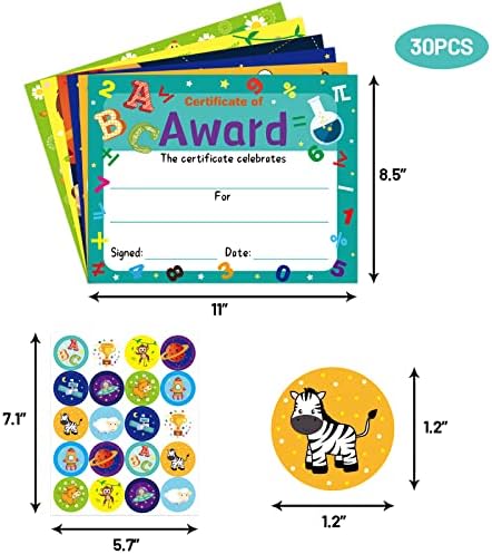 Fancy Land 30 Pcs Award Certificates with Stickers