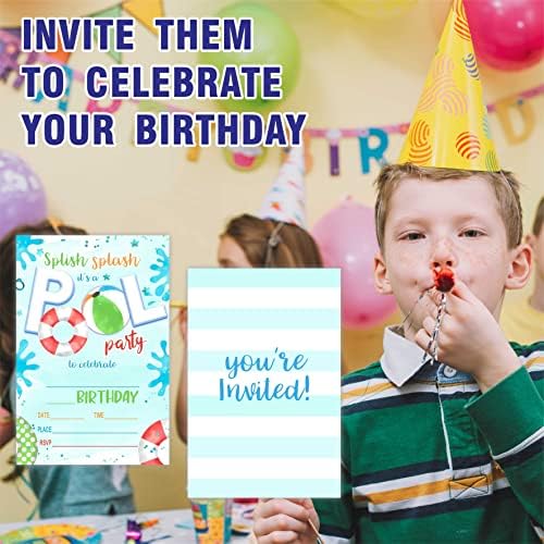 Pool Party Birthday Invite Cards 20 Count With Envelopes