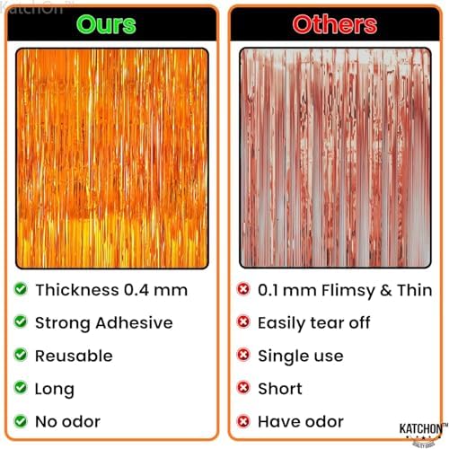 KatchOn XtraLarge Orange Fringe Backdrop Curtain 32x8 Feet Pack of 2