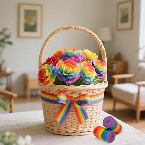 6 Rolls Rainbow Crepe Paper Streamers for Party Decorations