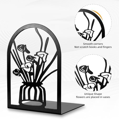 3 Pairs Metal Book Ends for Home Office Decor