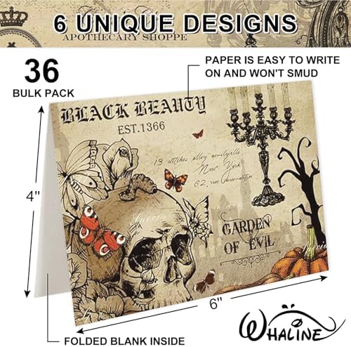 Whaline 36 Pack Halloween Greeting Cards with Envelopes and Stickers