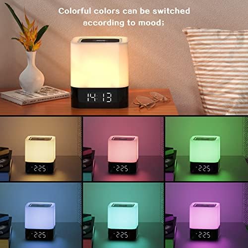 Aisuo 5 in 1 Night Light Bluetooth Speaker with Calendar Alarm Clock