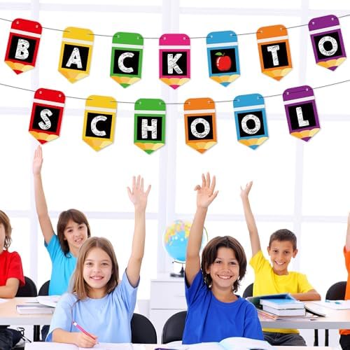 Welcome Back to School Banner with Hanging Ornaments