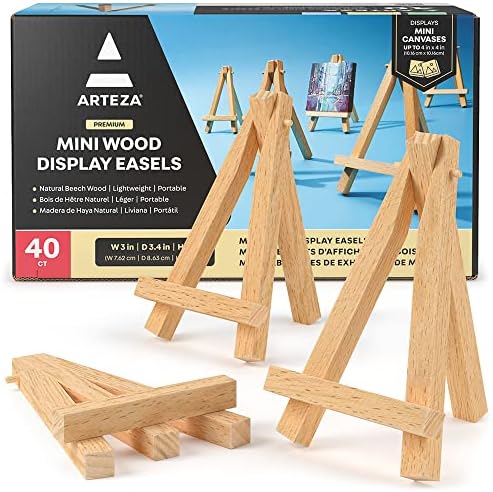 ARTEZA 5 Inch Mini Display Wood Easel Pack of 40