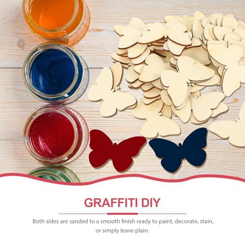 TINKSKY 50pcs Wooden Butterfly Craft Blank DIY Kit
