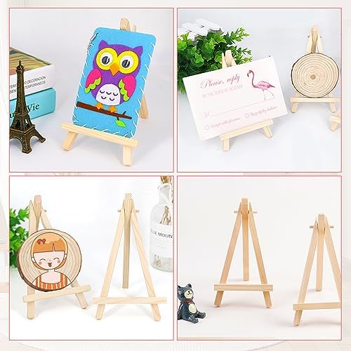 60 Pcs Mini Wooden Easel Stand for Art Displays