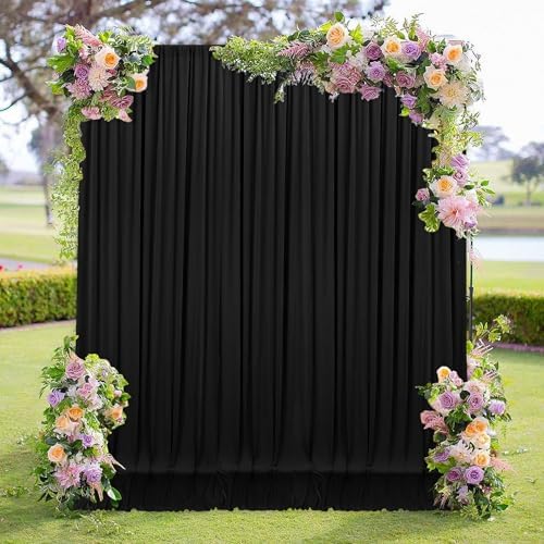MEETSKY Black Backdrop Curtains 10ft x 8ft for Parties