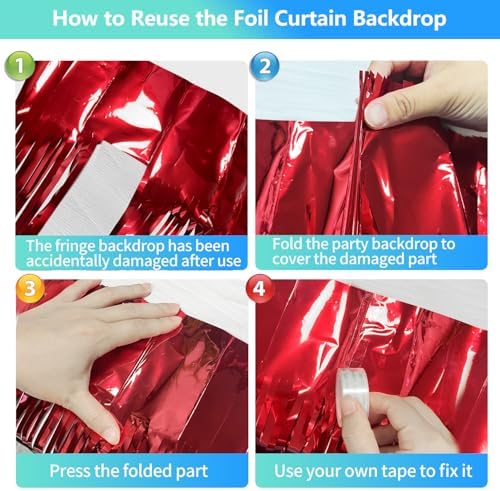 2 Pack Red Foil Fringe Backdrop for Party Decorations