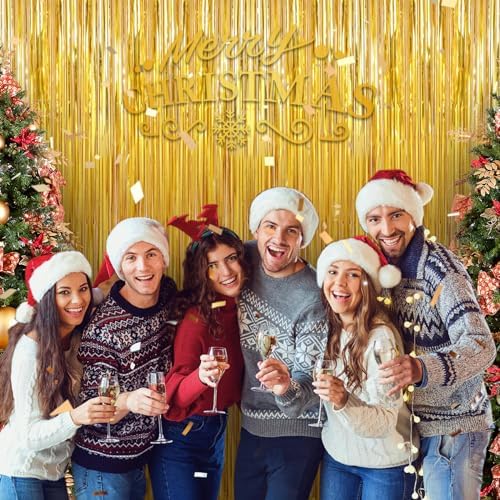 Birthday Party Decorations 3 Pack Gold Foil Fringe Curtains