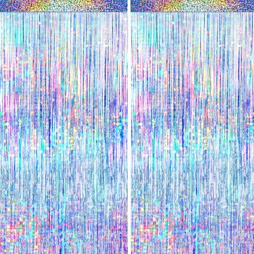 4 Pack Silver Foil Fringe Curtain for Parties