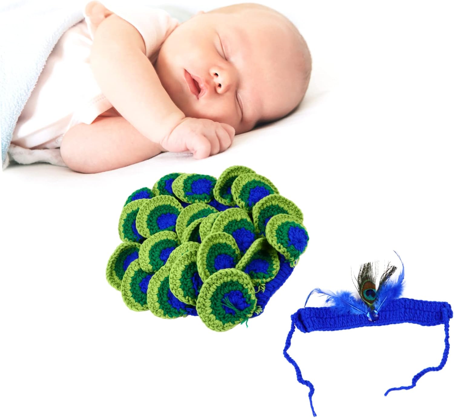 Beavorty Peacock Baby Photo Costume Set