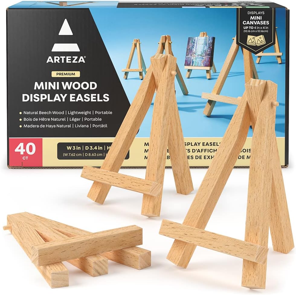 ARTEZA 5 Inch Mini Display Wood Easel Pack of 40