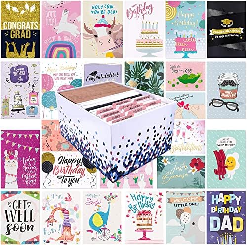 100 All Occasion Greeting Cards with Organizer Box
