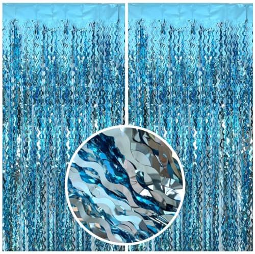 Blue Foil Fringe Curtain Party Backdrop