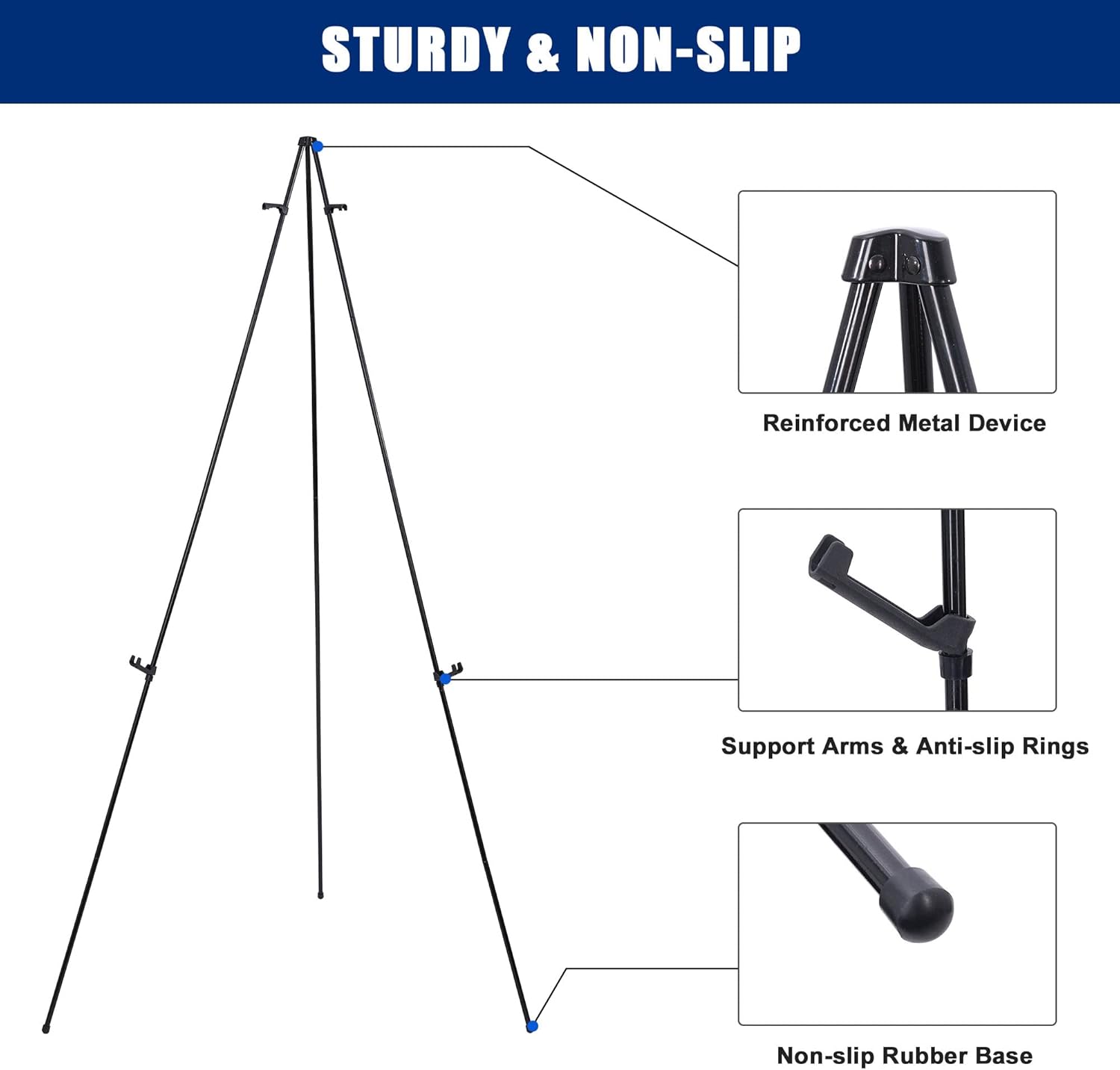 Portable Metal Easel Stand Black 2 Pack for Wedding and Display