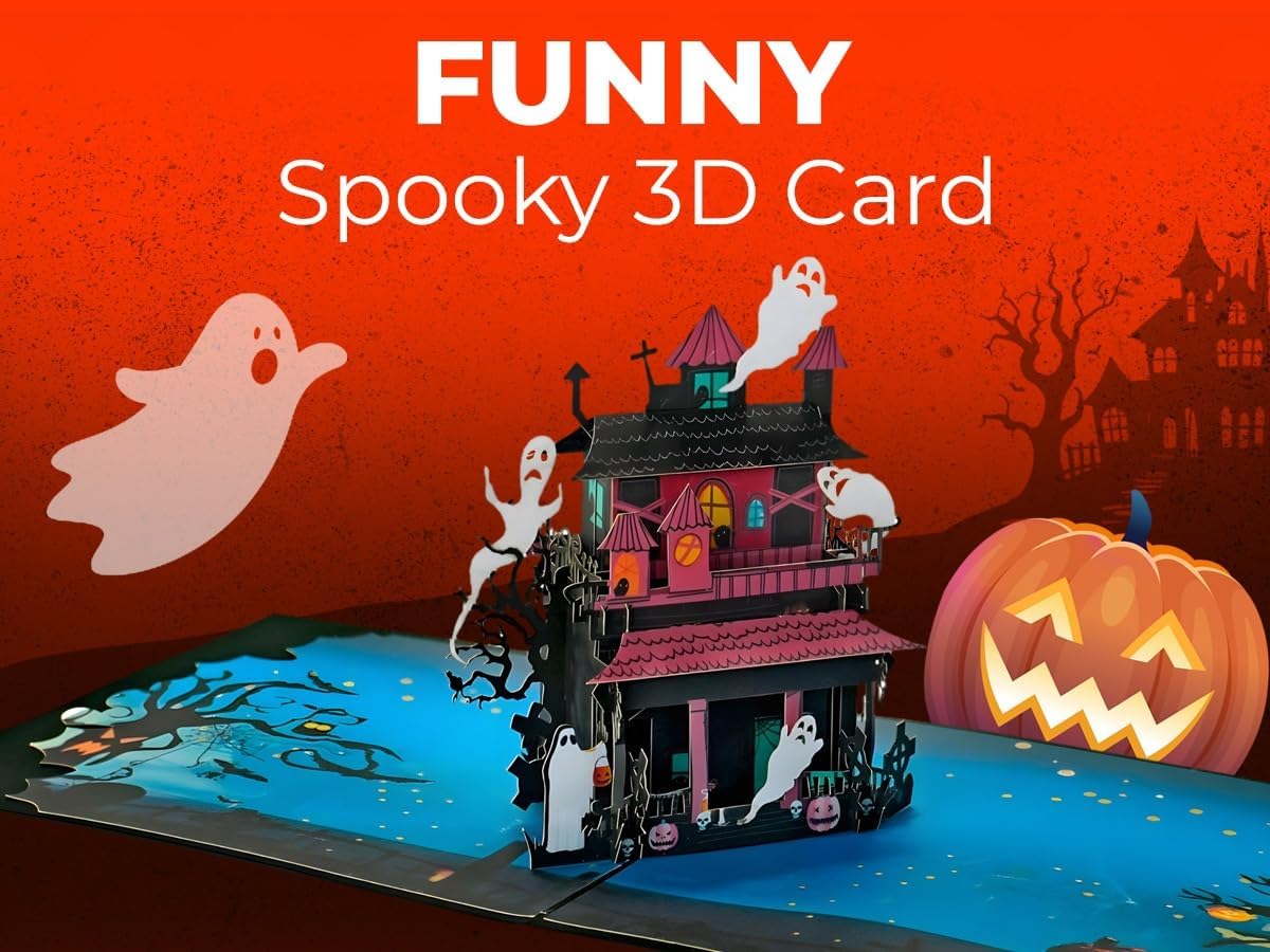 Haunted Mansion 3D Pop-Up Halloween Card 6x6 Inch Spooky Design