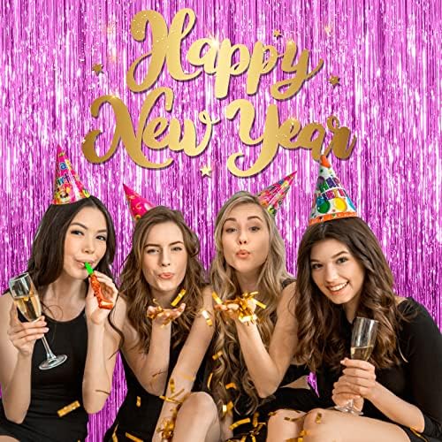 2 Pack Hot Pink Foil Fringe Backdrop Curtains