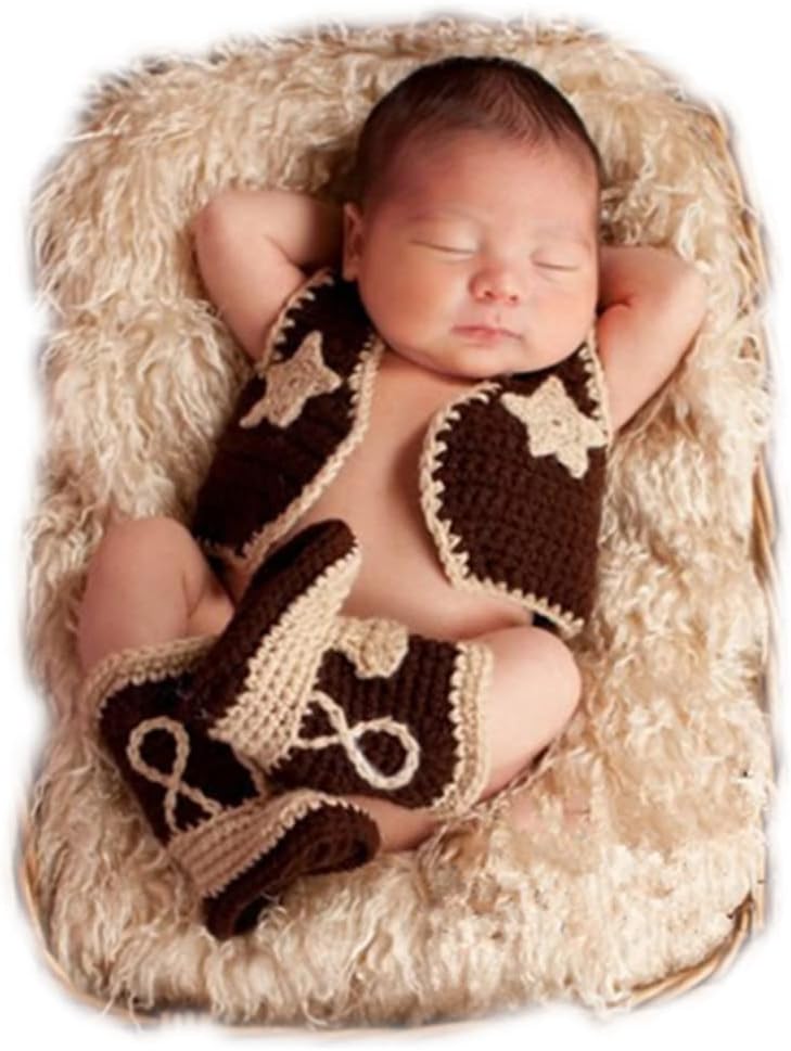 Newborn Cowboy Hat Shoe Set for Baby Photo Shoots