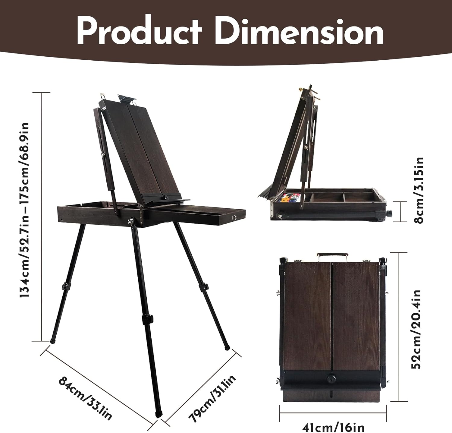 CONDA 70 Inch French Easel with Aluminum Legs and Drawer