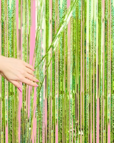 XO Fetti Lime Green Foil Curtain Set of 2